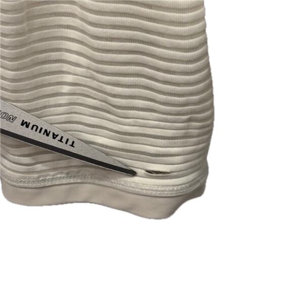 Lululemon Lean In Long Sleeve Striped Sheer Mesh Top Size 8 Green White FLAW - Picture 4 of 7